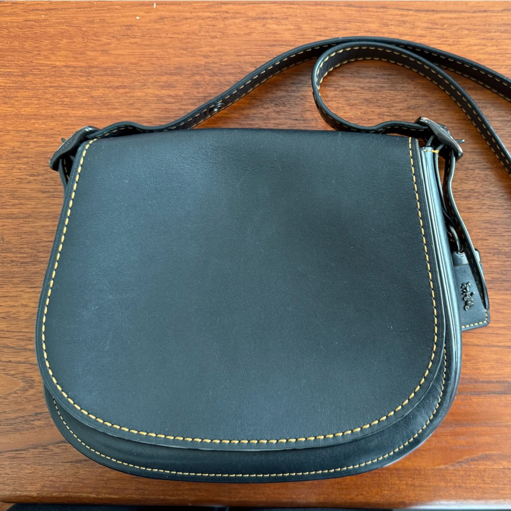 Coach 1941 black leather saddle bag
